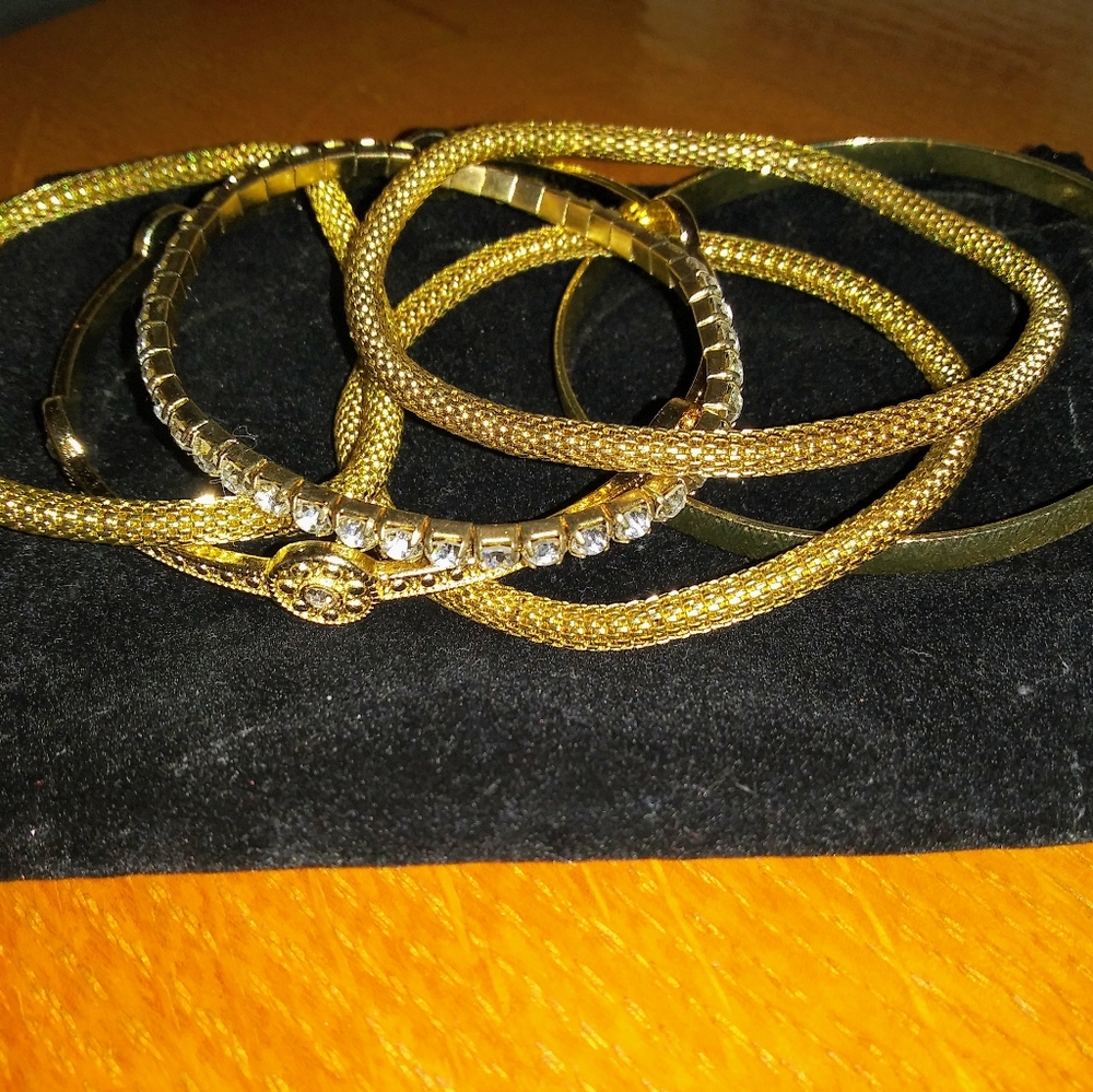 Golden Watch Stackable Matching Bracelets - Picture 2 of 3